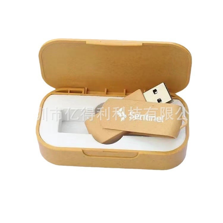 Environmental Degradation Creative Usb Rotary U Disk Customizable Color Screen Printing Company Logo Portable - Image 5